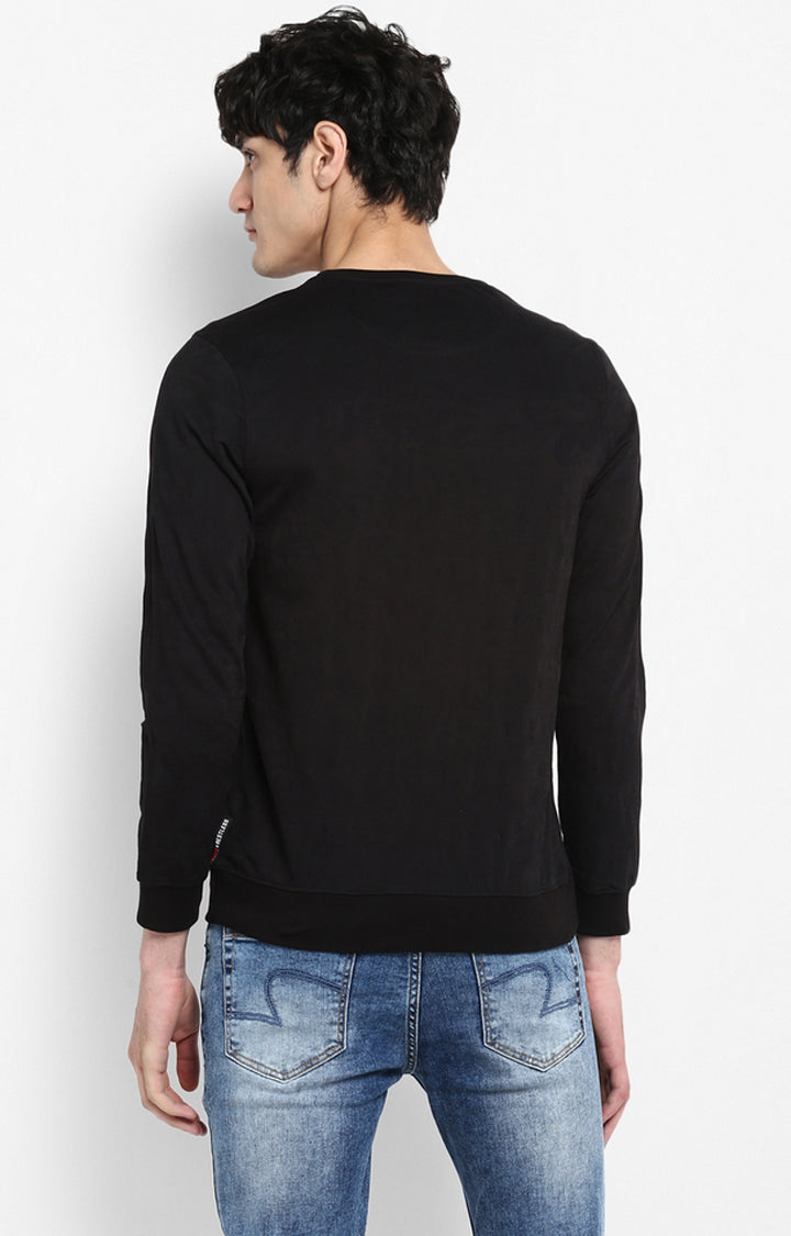 Spykar Black Solid Slim Fit Sweatshirt For Men