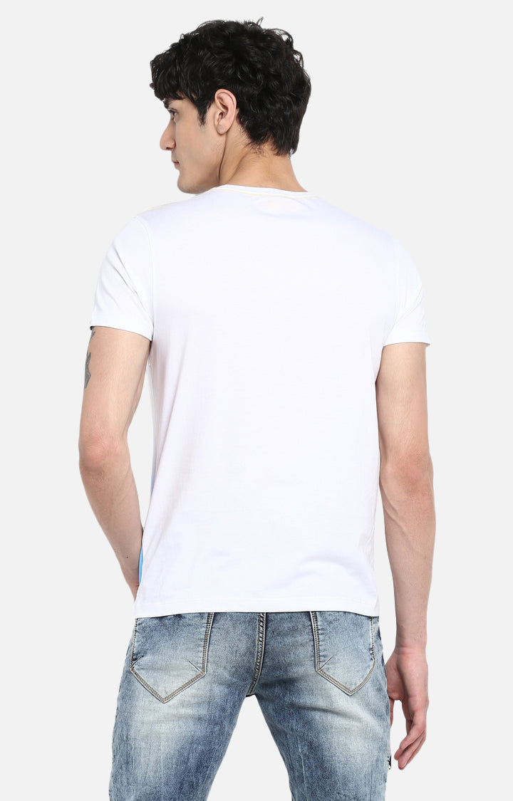 Spykar Men White Printed Slim Fit T-Shirt