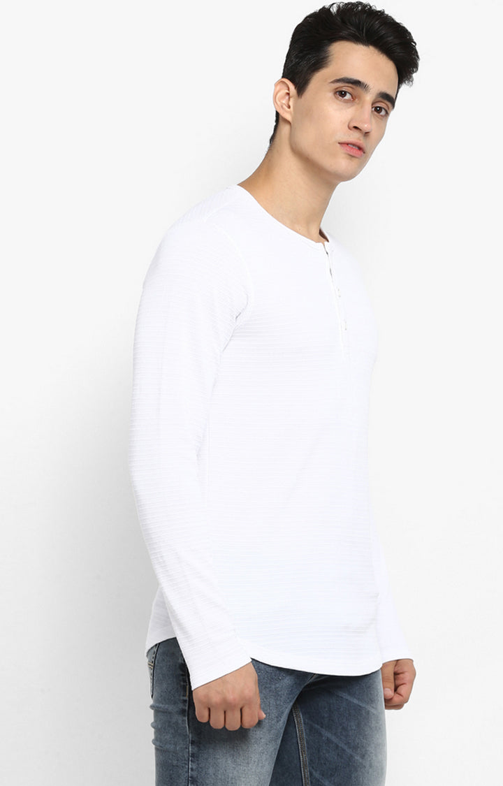 Spykar Men White Cotton Full Sleeve T-Shirt