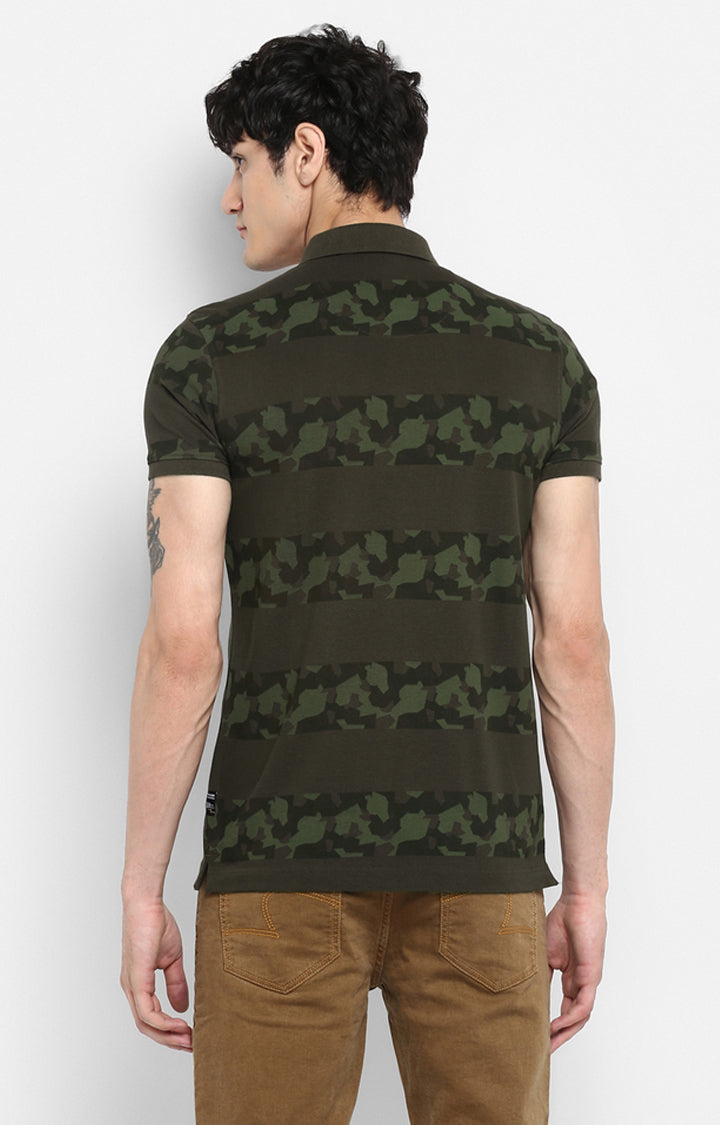 Spykar Green Cotton Slim Fit T-Shirt For Men