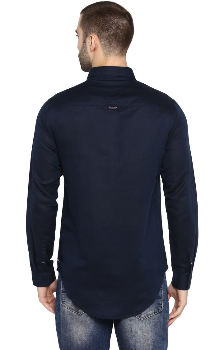 Spykar Men Navy Solid Slim Fit Casual Shirt