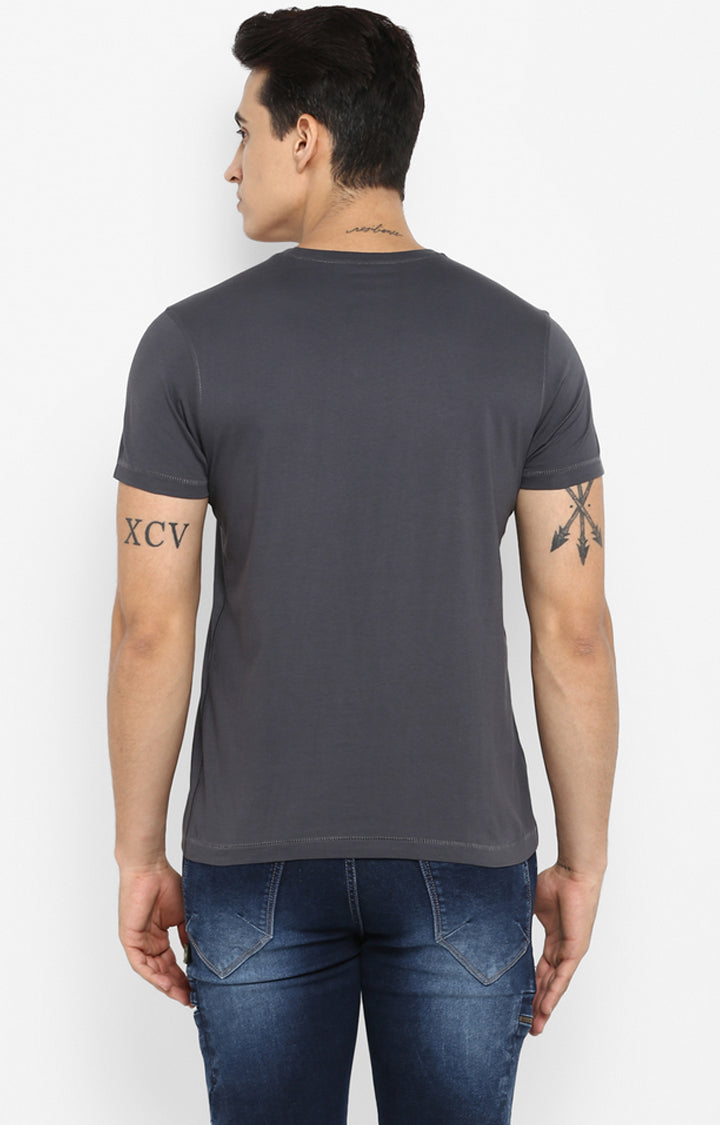 Spykar Men Charcoal Printed T-Shirt