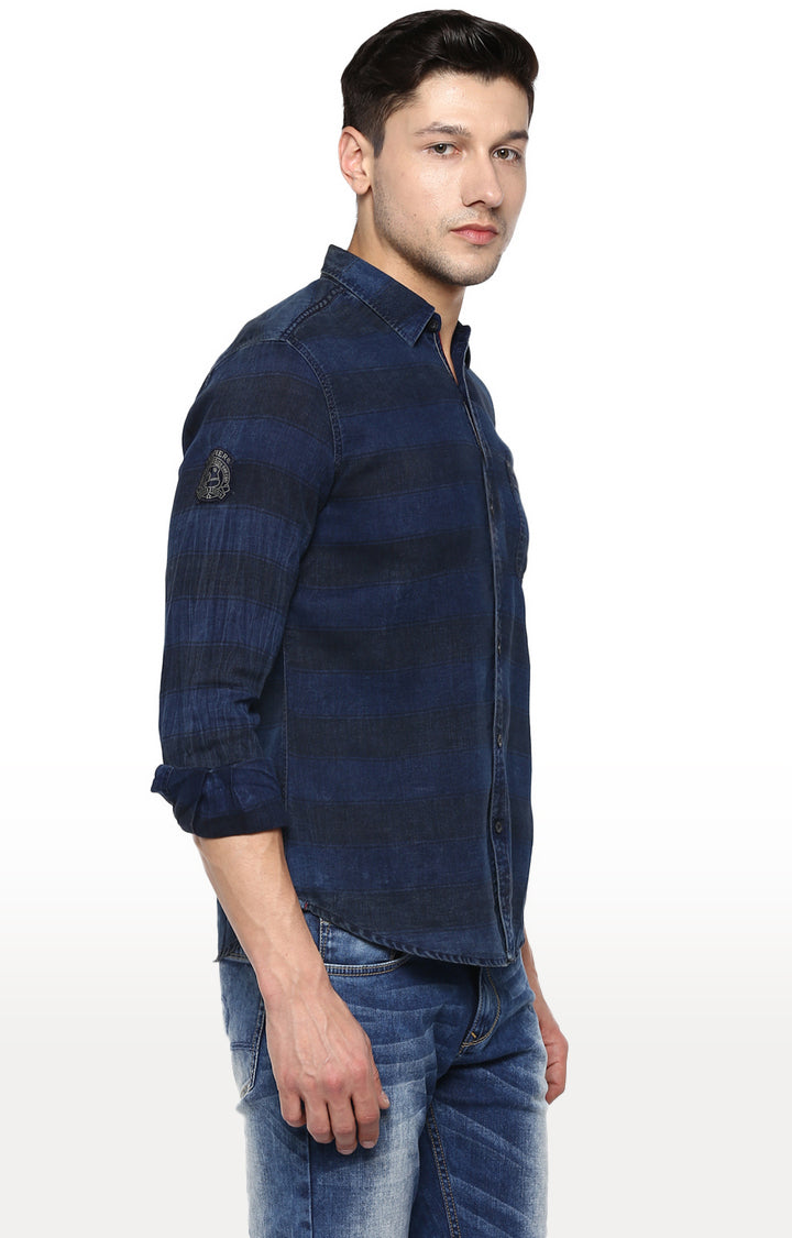 Spykar Men Blue Cotton Casual Shirt