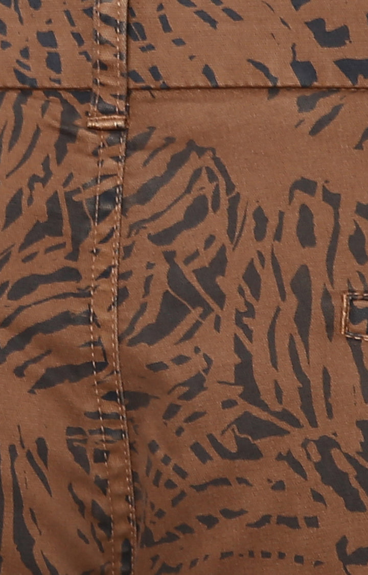 Spykar Men Brown Printed Slim Fit Shorts