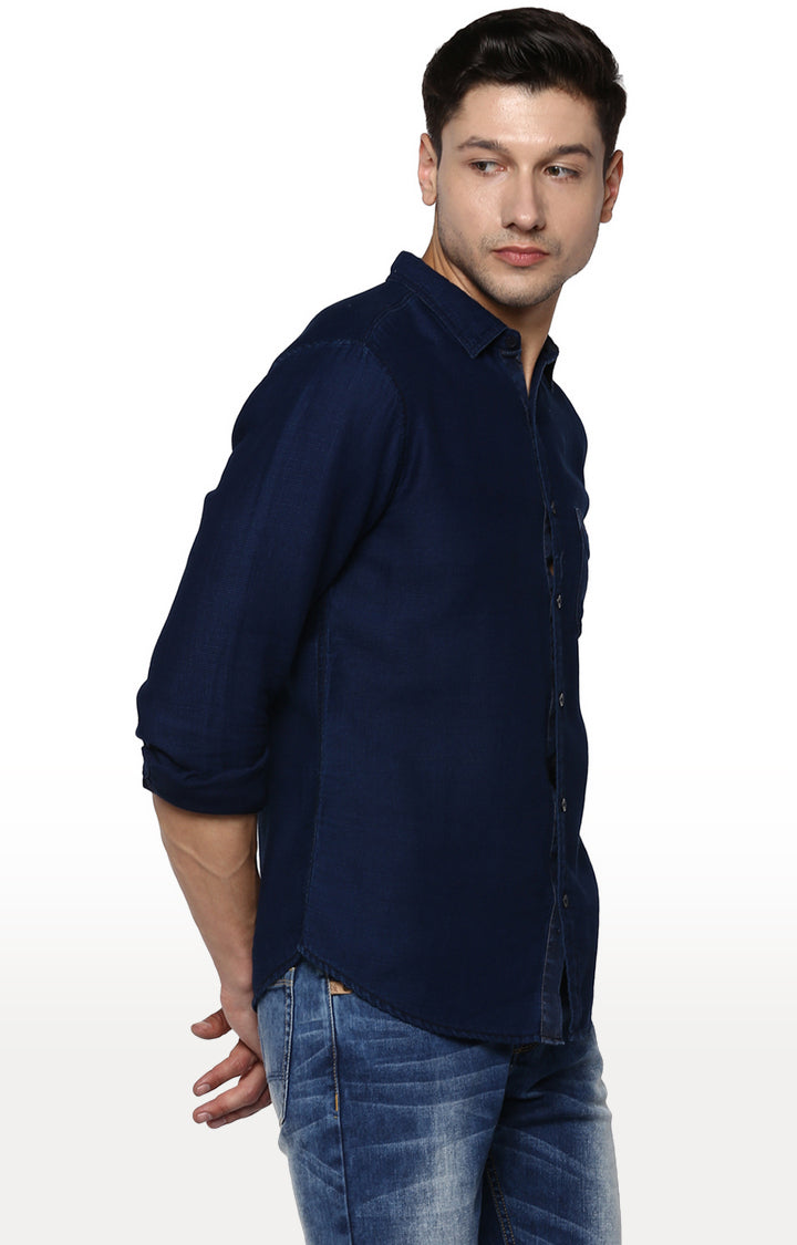 Spykar Men Blue Cotton Casual Shirt