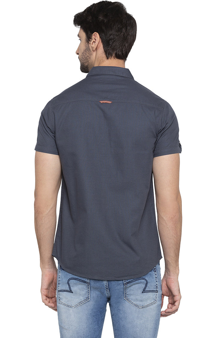 Spykar Men Charcoal Solid Casual Shirt