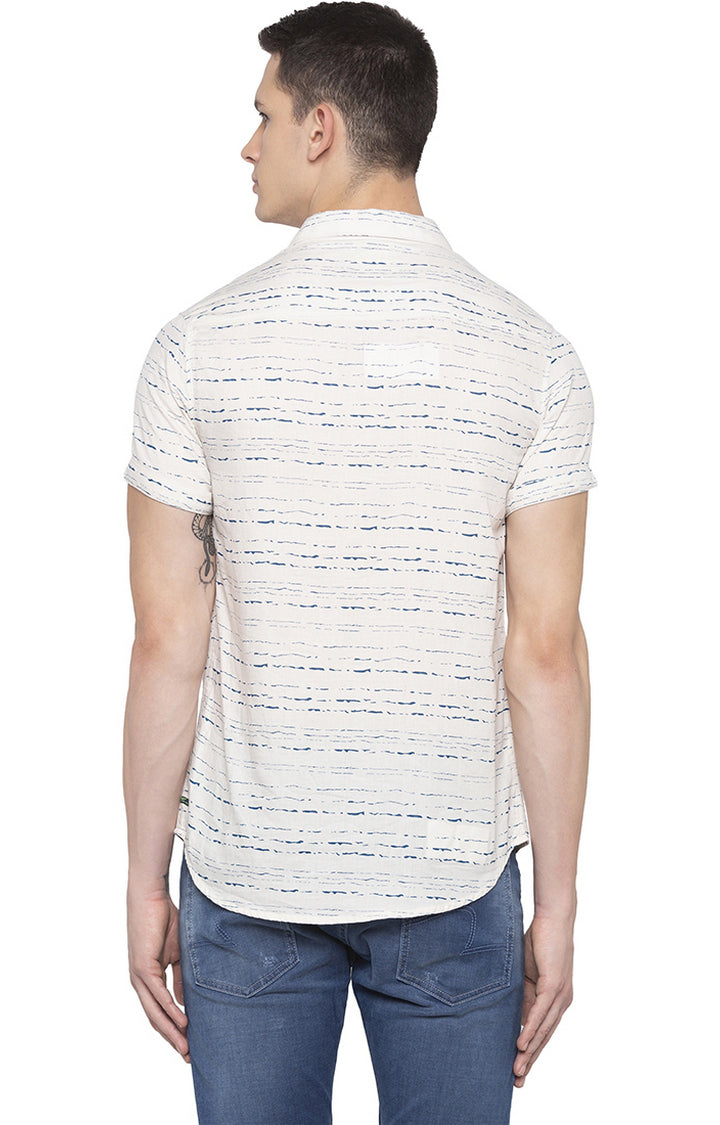 Spykar Men Ecru Printed Slim Fit Casual Shirt