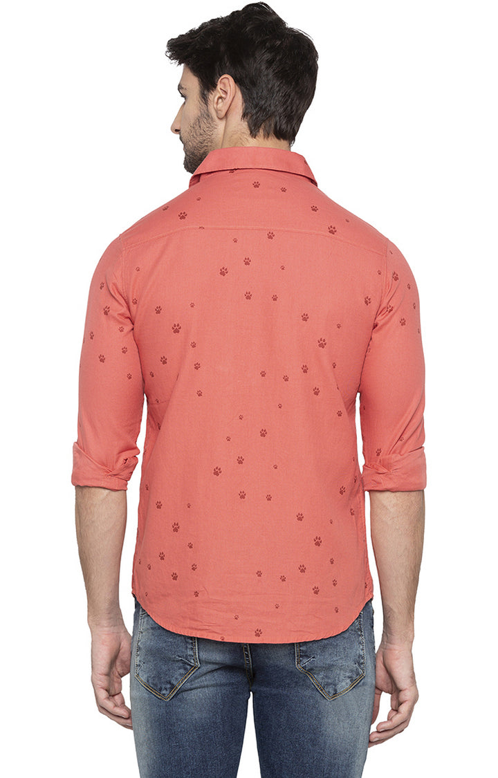 Spykar Men Pink Printed Slim Fit Casual Shirt