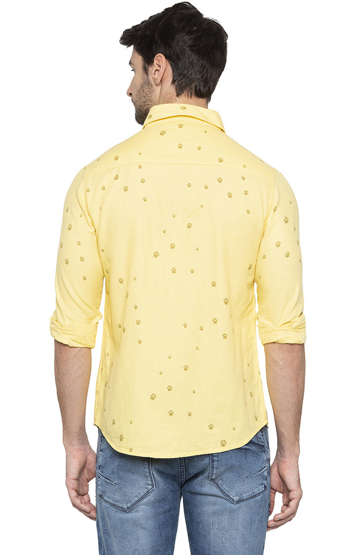 Spykar Men Yellow Printed Slim Fit Casual Shirt