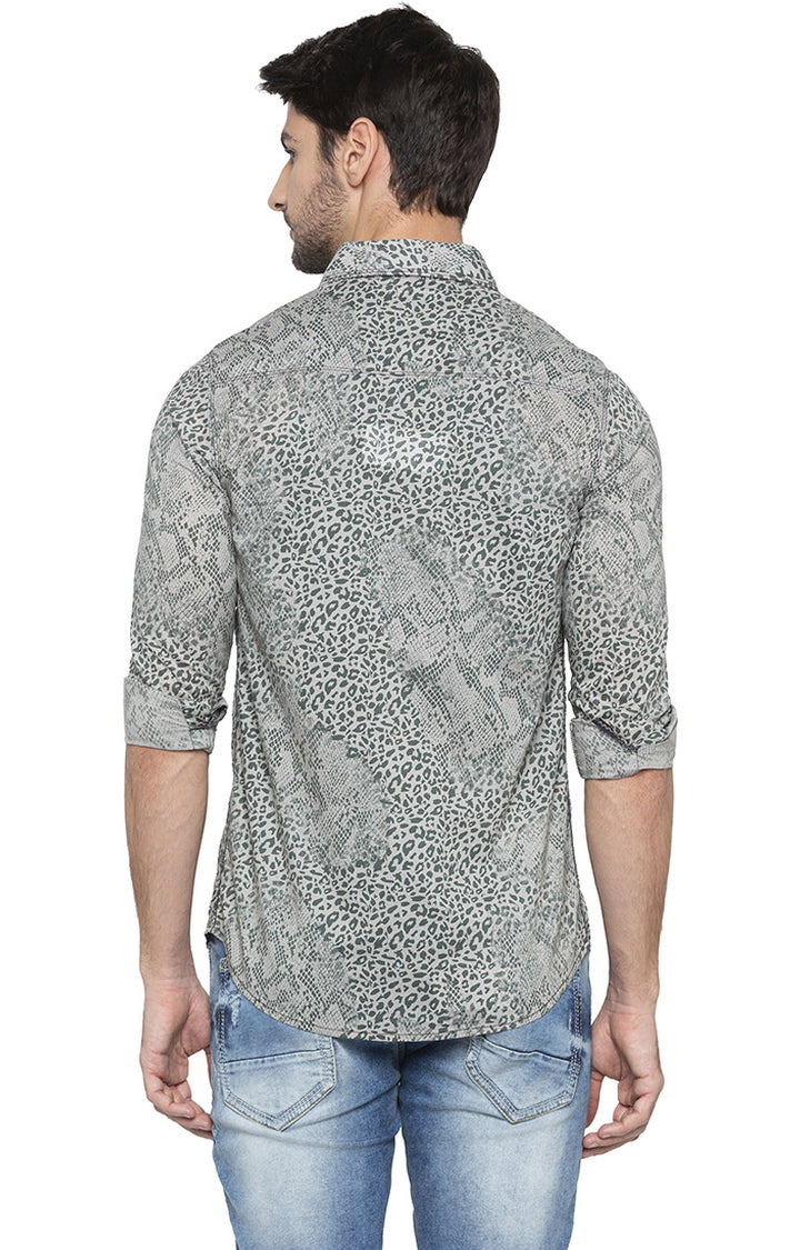 Spykar Men Grey Printed Slim Fit Casual Shirt