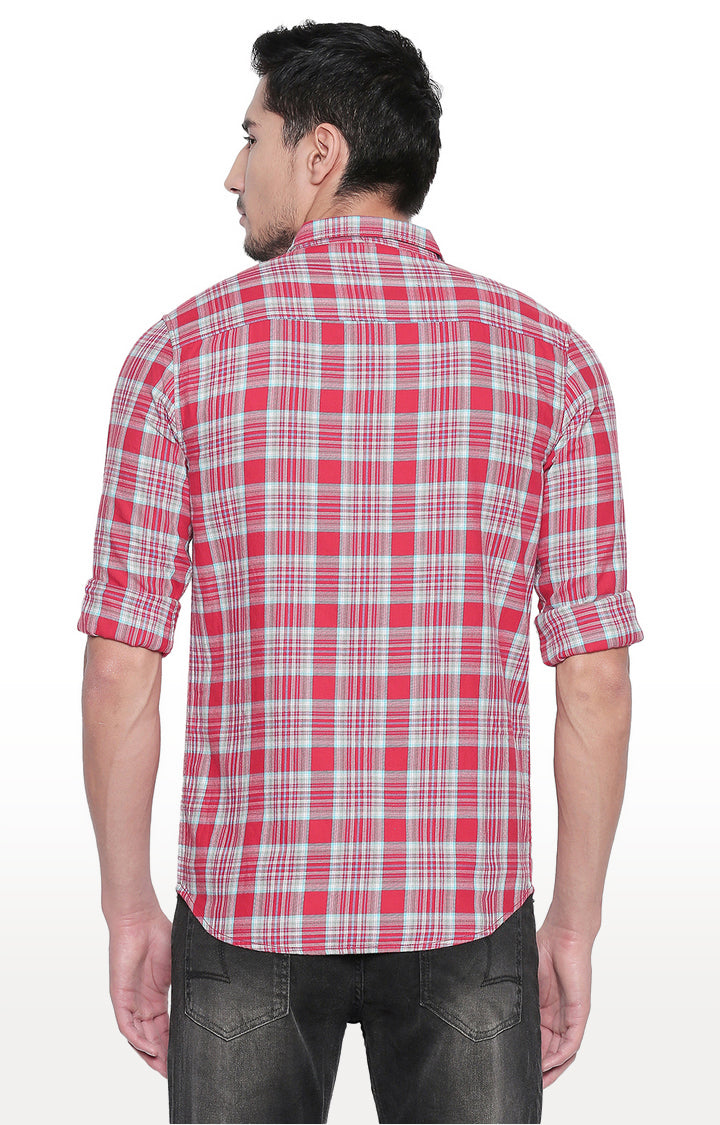 Spykar Men Red Checked Slim Fit Casual Shirt