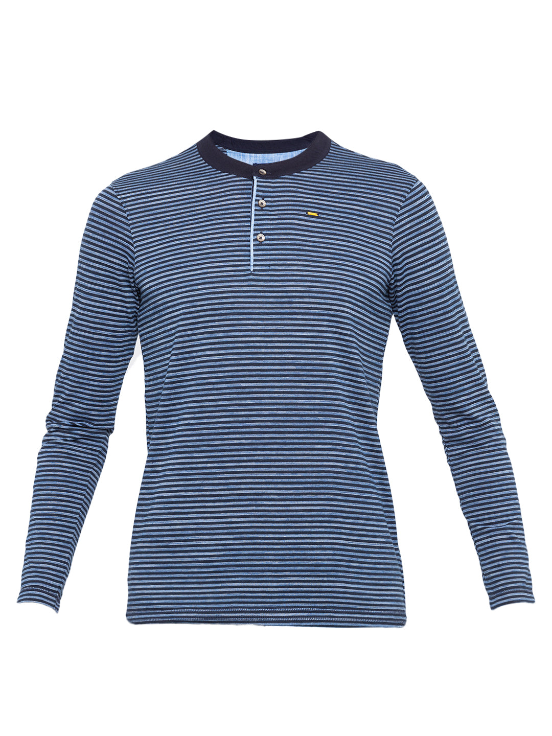 Spykar Blue Cotton Slim Fit T-Shirt For Men