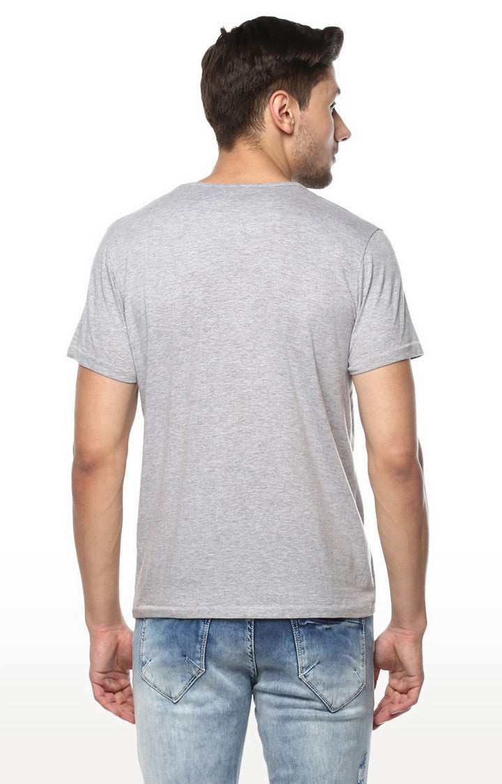 Spykar Grey Printed Slim Fit Men T-Shirts