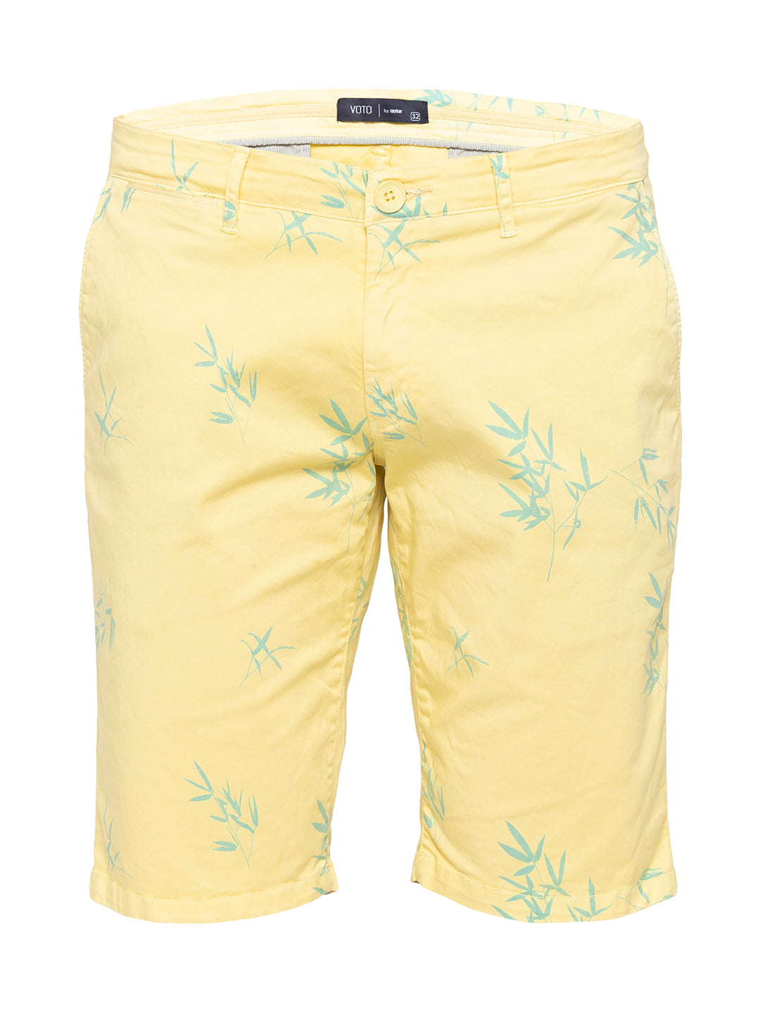 Spykar Men Butter Yellow Cotton Slim Fit Shorts