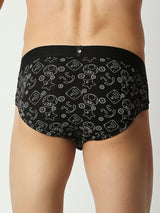 Men Premium Black Cotton Blend Regular Fit Brief - Underjeans By Spykar