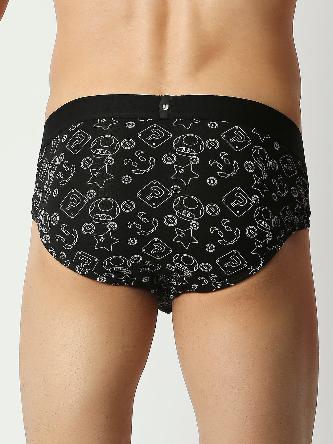 Men Premium Black Cotton Blend Regular Fit Brief - Underjeans By Spykar