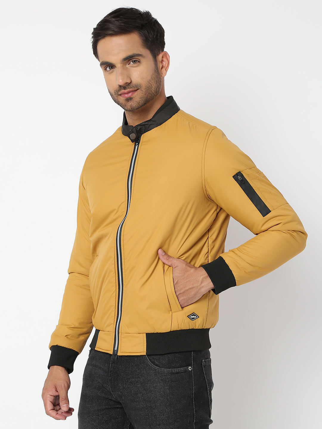 Spykar Men Mustard Nylon Regular Fit Jacket