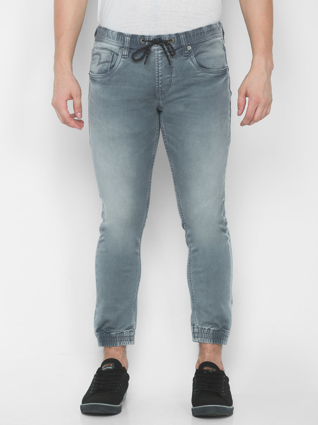 Spykar Men Grey Cotton Slim Fit Narrow Length Jeans (Ynr)