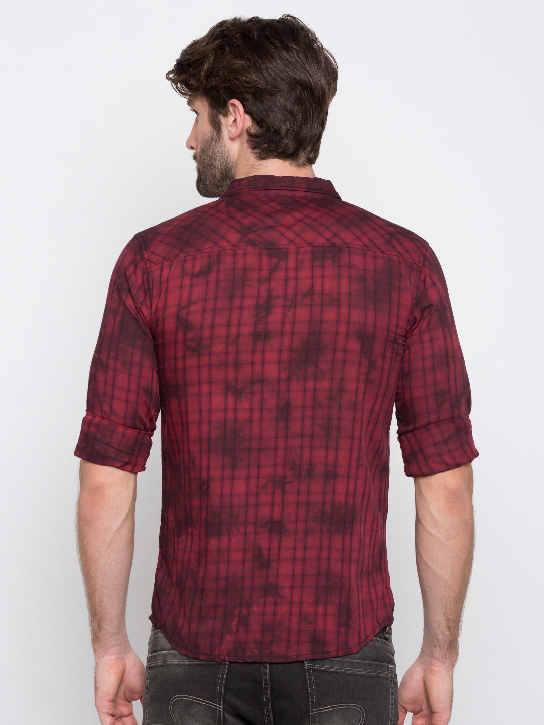 Spykar Men Red Printed Slim Fit Casual Shirt