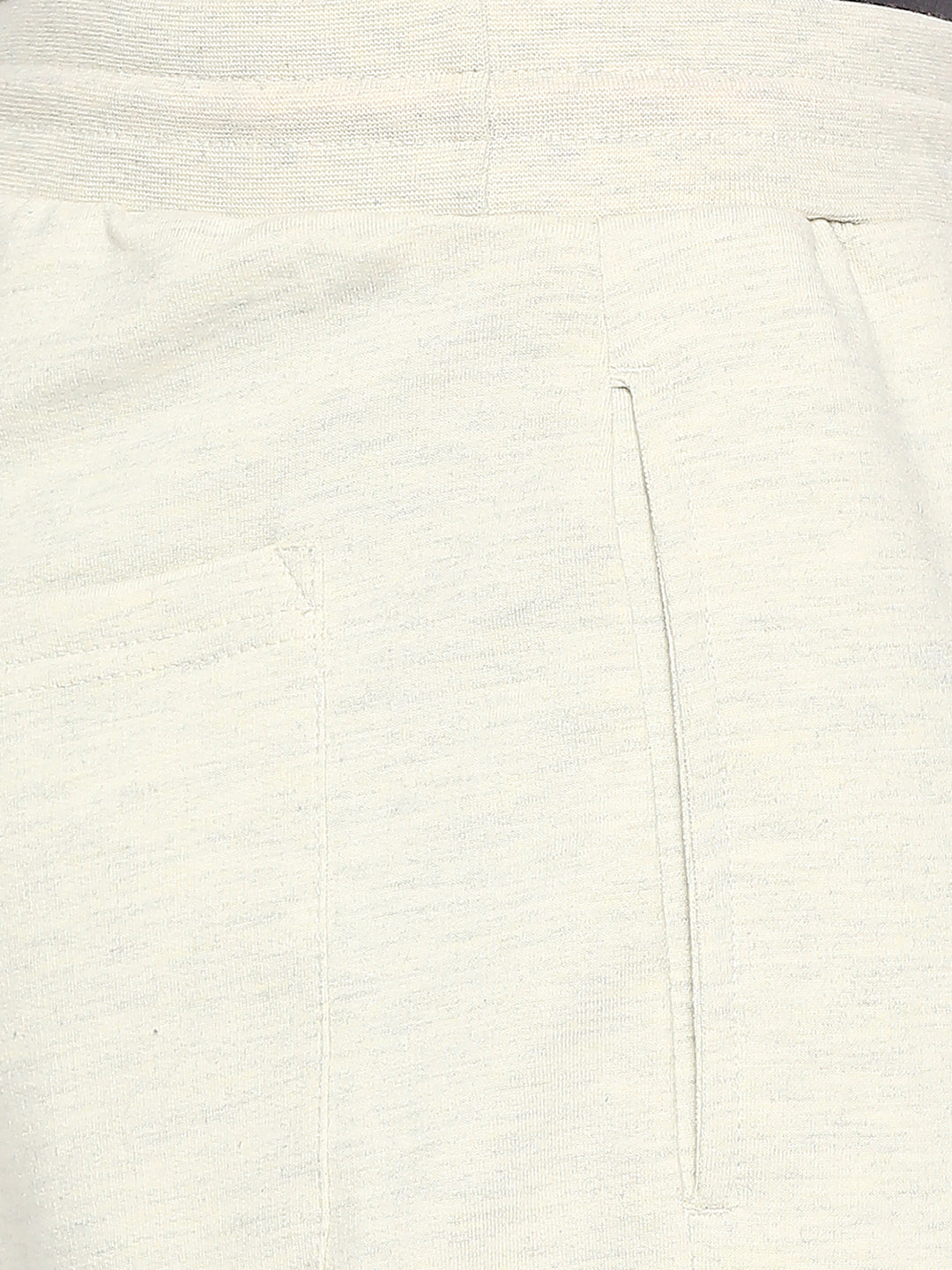 Men Premium Cotton Blend Ecrumelange Trackpant- Underjeans By Spykar