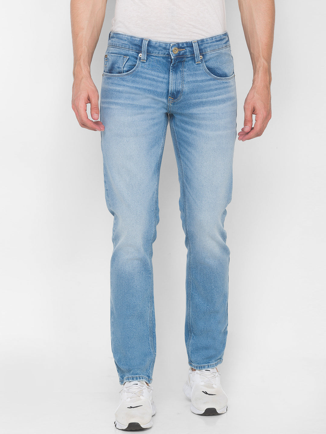 Spykar Men Blue Cotton Comfort Fit Straight Fit Jeans (Ricardo)