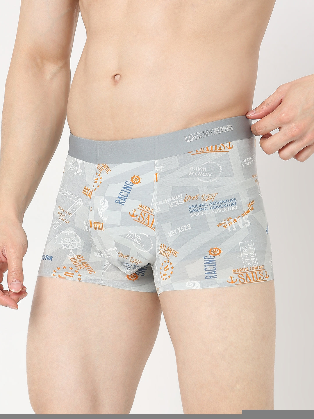 Underjeans by Spykar Men Super Premium Bonded Elastic Light Grey Trunk