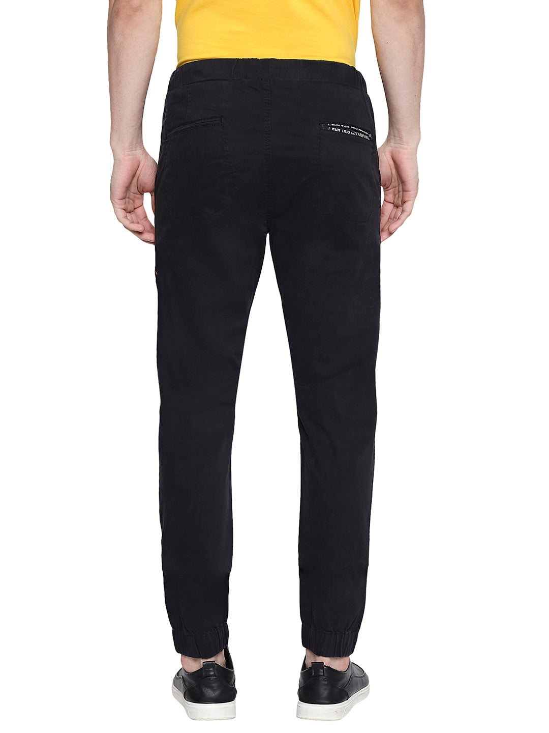 Spykar Men Black Cotton Slim Fit Casual Trousers