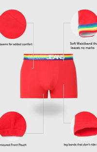 Men Premium Red Multi Cotton Blend Trunk- Underjeans By Spykar
