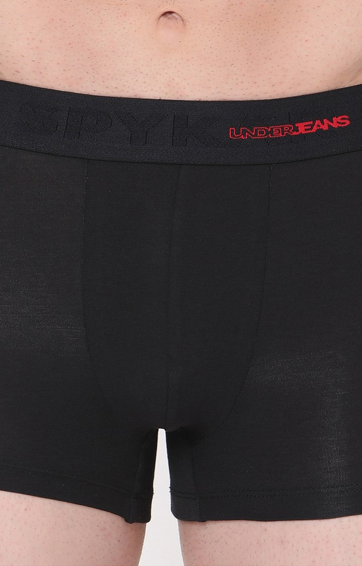 Underjeans By Spykar Men Black Solid Trunks