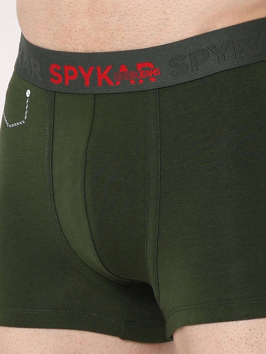 Underjeans by Spykar Men Premium Navy & Olive Cotton Blend Regular Fit Trunk - Pack Of 2