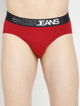 Men Premium Maroon & Dark Grey Cotton Blend Brief - Pack Of 2- Underjeans By Spykar