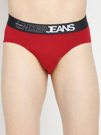 Men Premium Maroon & Dark Grey Cotton Blend Brief - Pack Of 2- Underjeans By Spykar