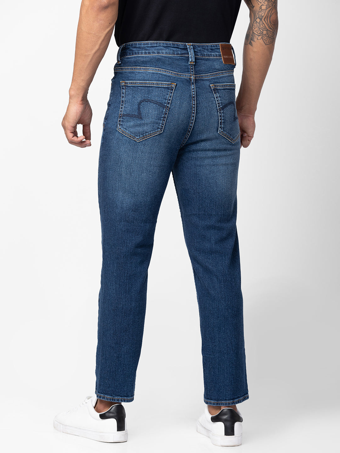 Spykar Men Dark Blue Cotton Loose Fit Regular Length Jeans (Renato )