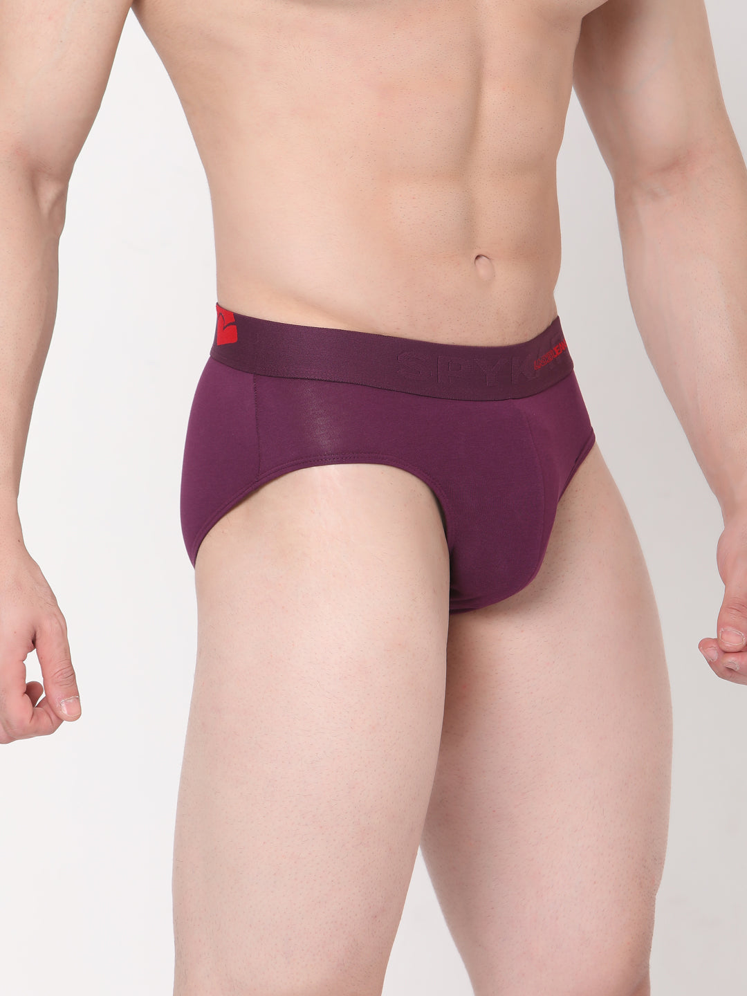 Men Premium Cotton Blend Purple Brief - Underjeans By Spykar