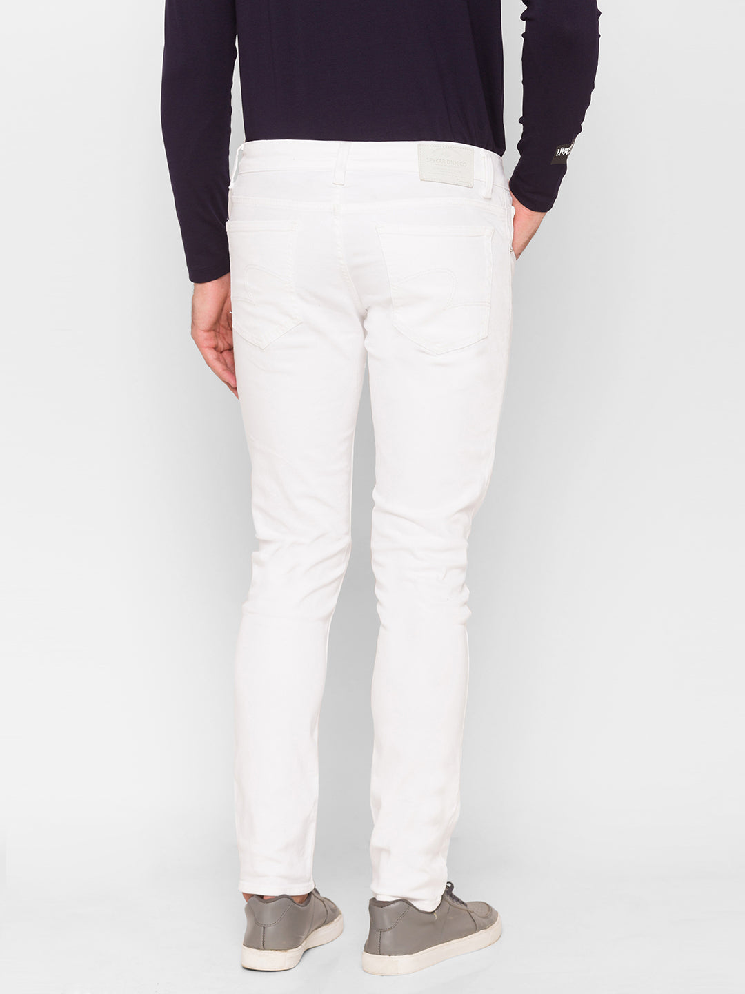 Spykar White Cotton Men Jeans (Skinny)