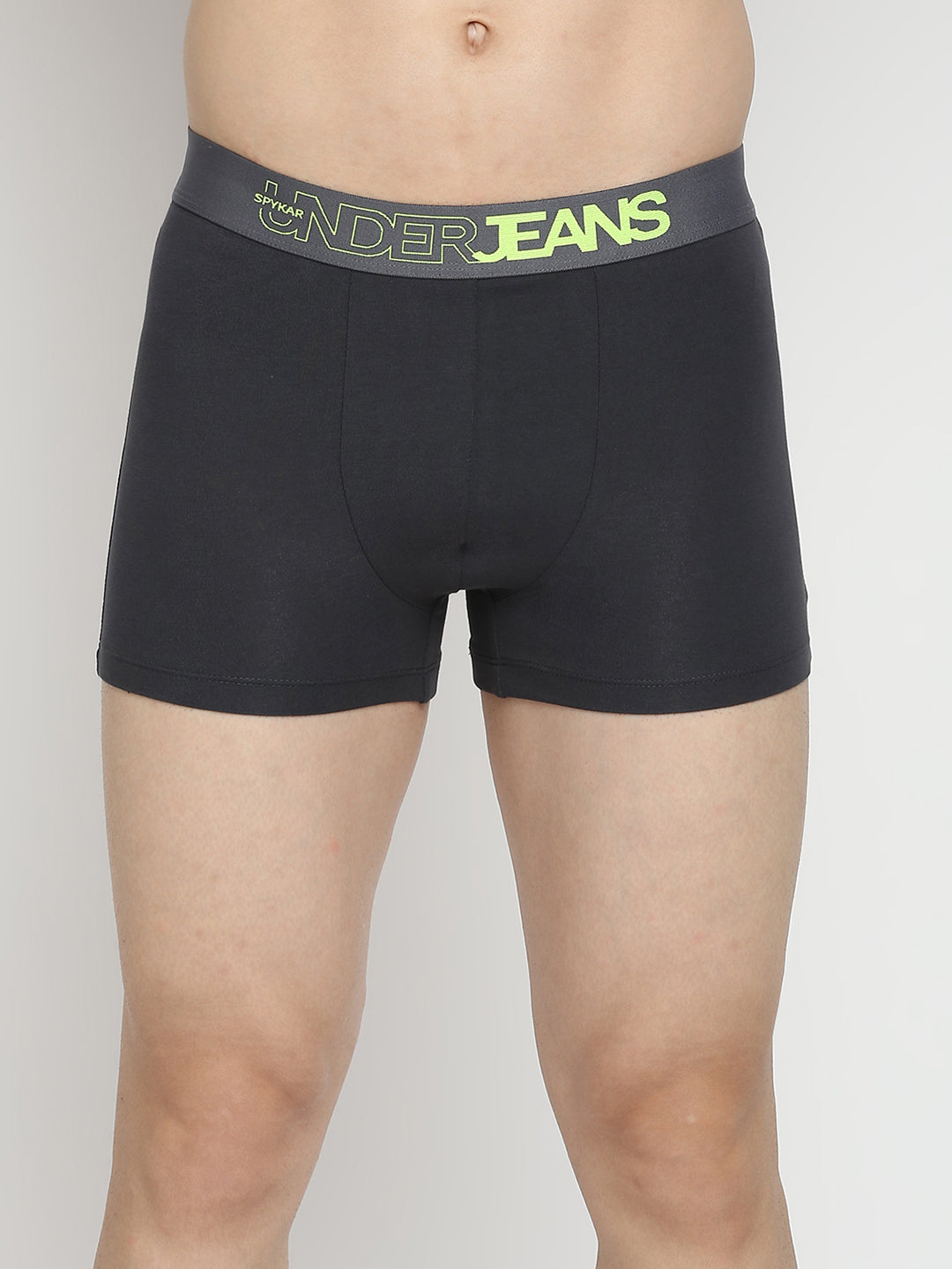 Men Premium Maroon & Dark Grey Cotton Blend Trunk - Pack Of 2- Underjeans By Spykar