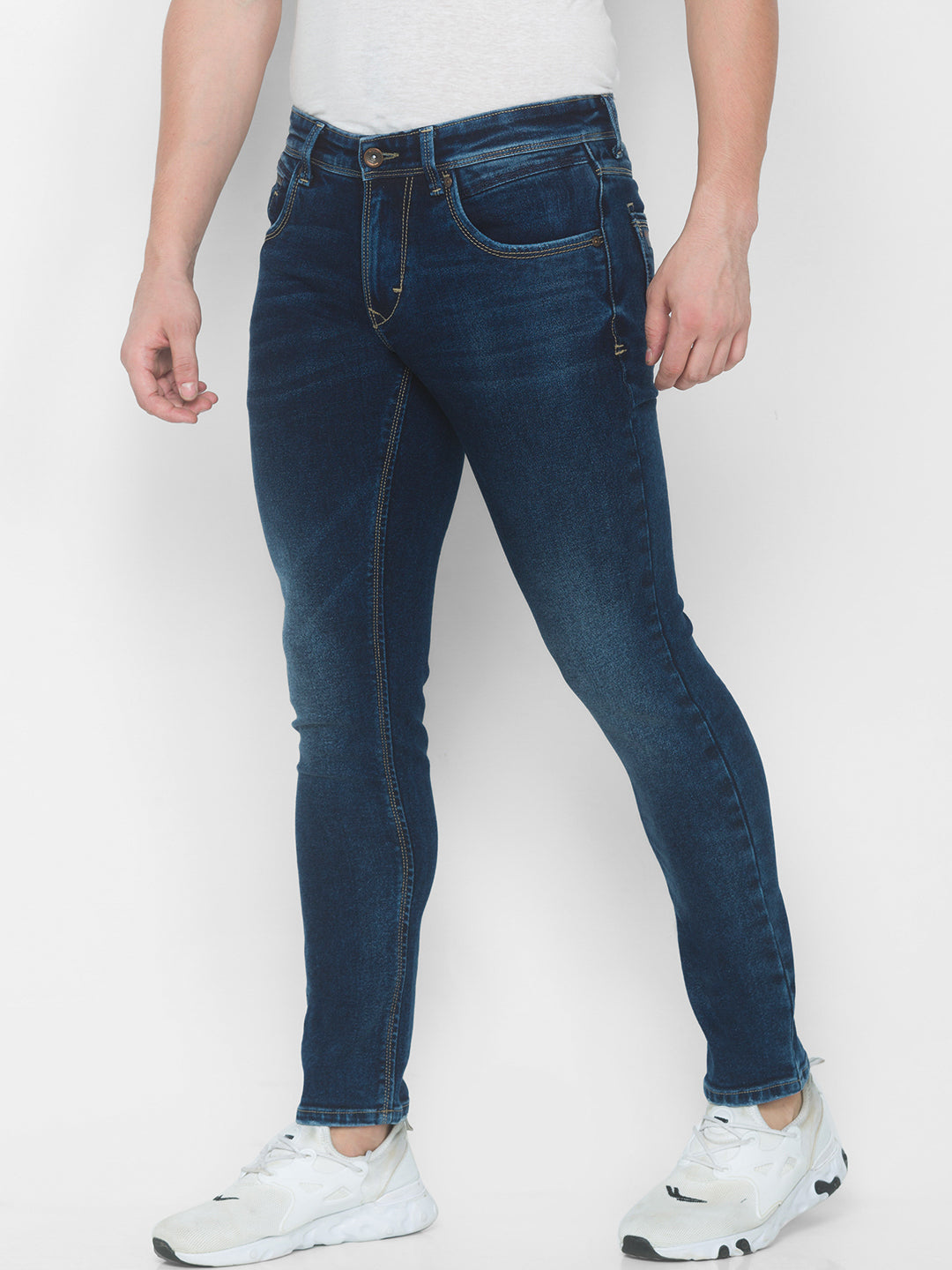 Spykar Men Blue Cotton Slim Fit Tapered Length Jeans (Kano)