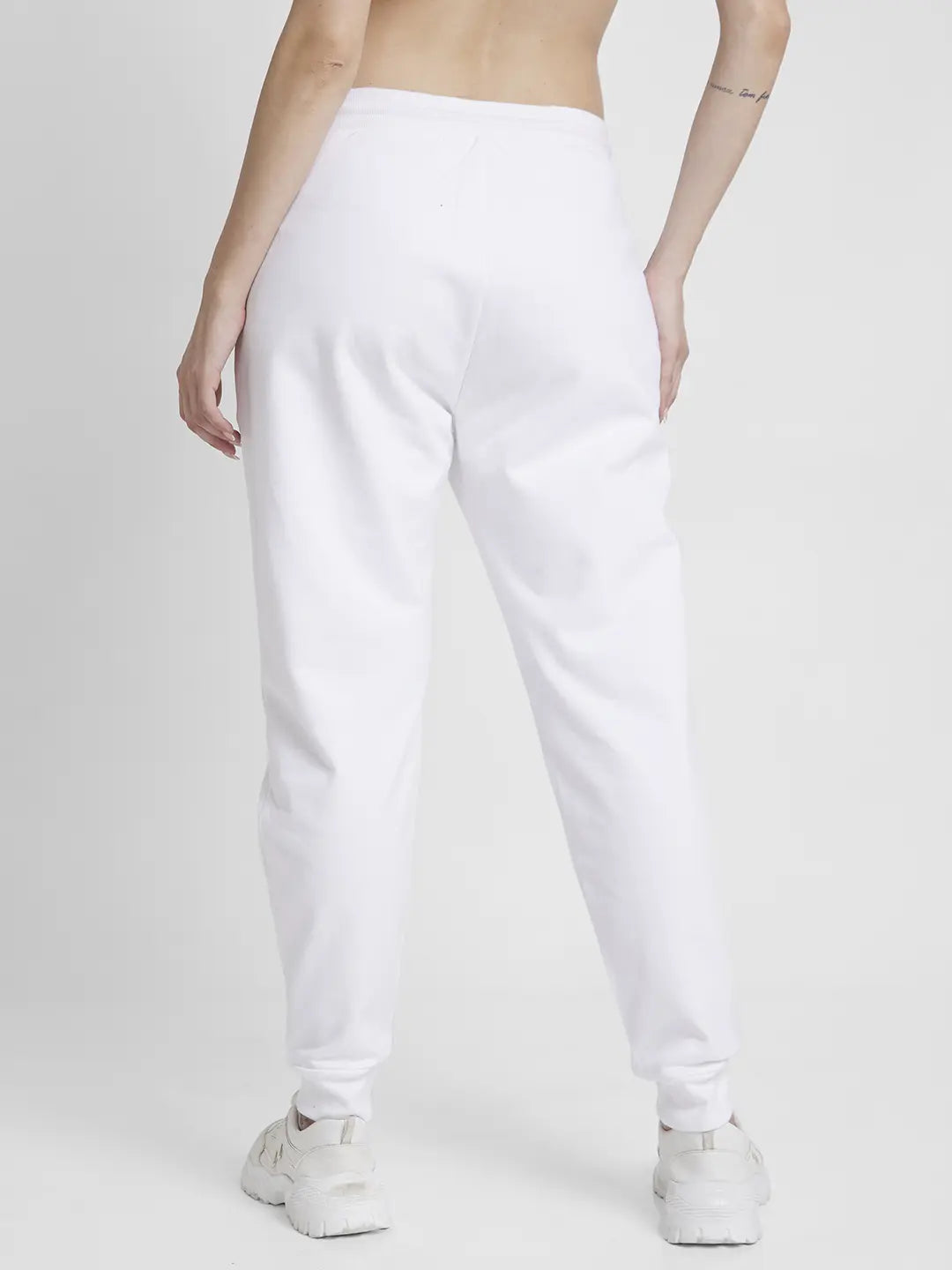 Buy Online Spykar Women White Blended Joggers Fit Ankle Length Joggers