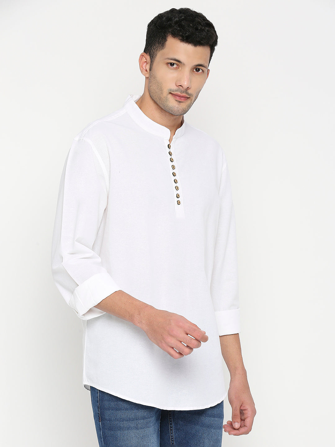 Spykar White Cotton Full Sleeve Plain Shirt For Men