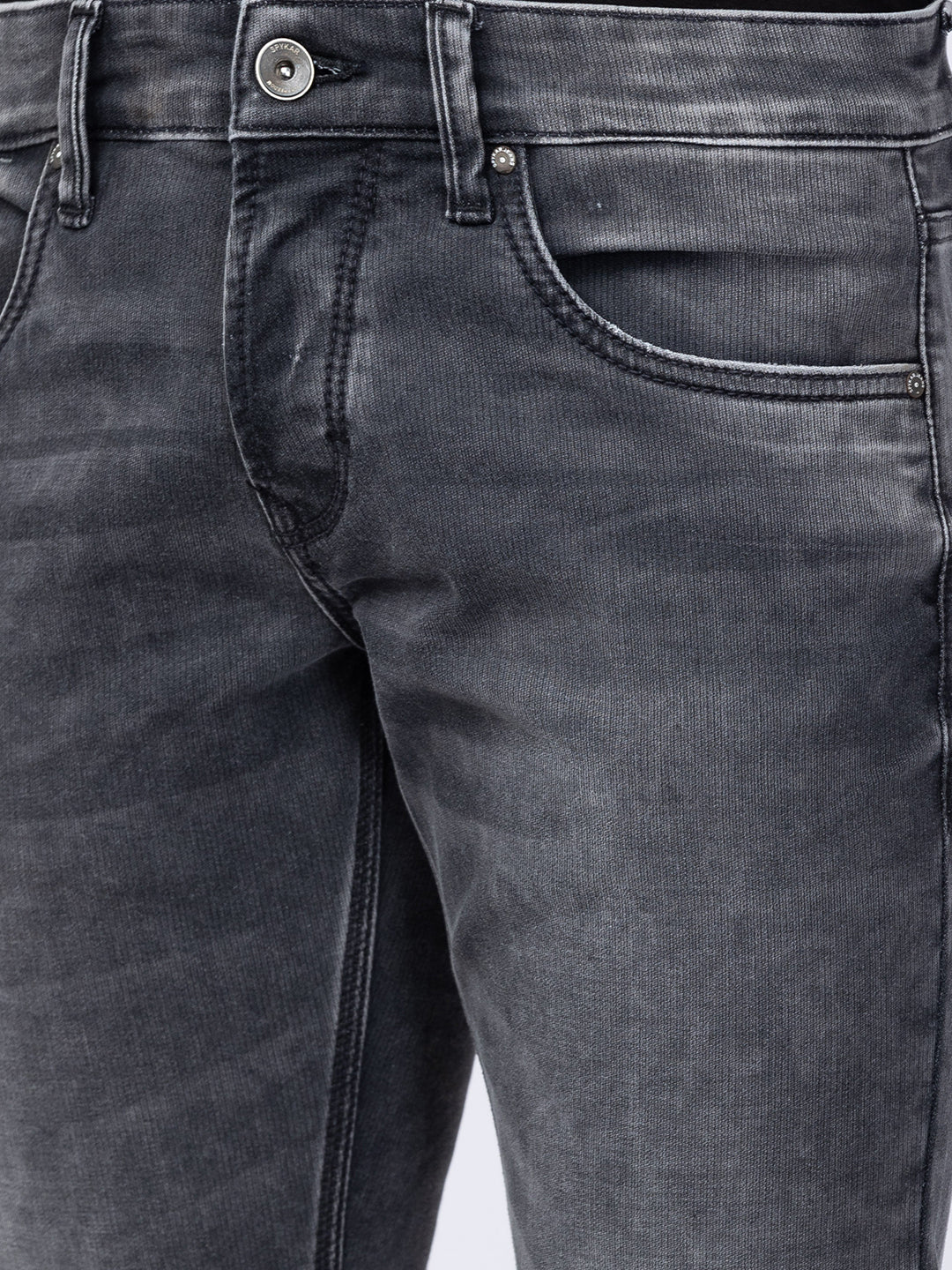 Spykar Men Charcoal Black Cotton Slim Fit Regular Length Jeans (Skinny )