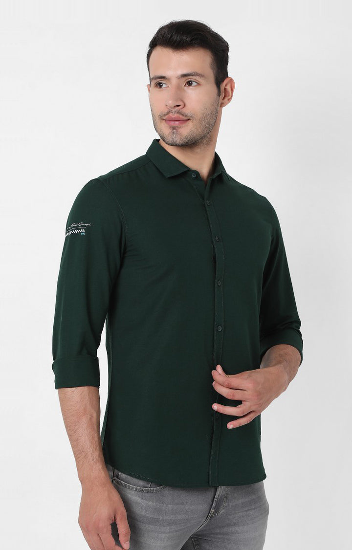 Spykar Men Green Cotton Slim Fit Shirts