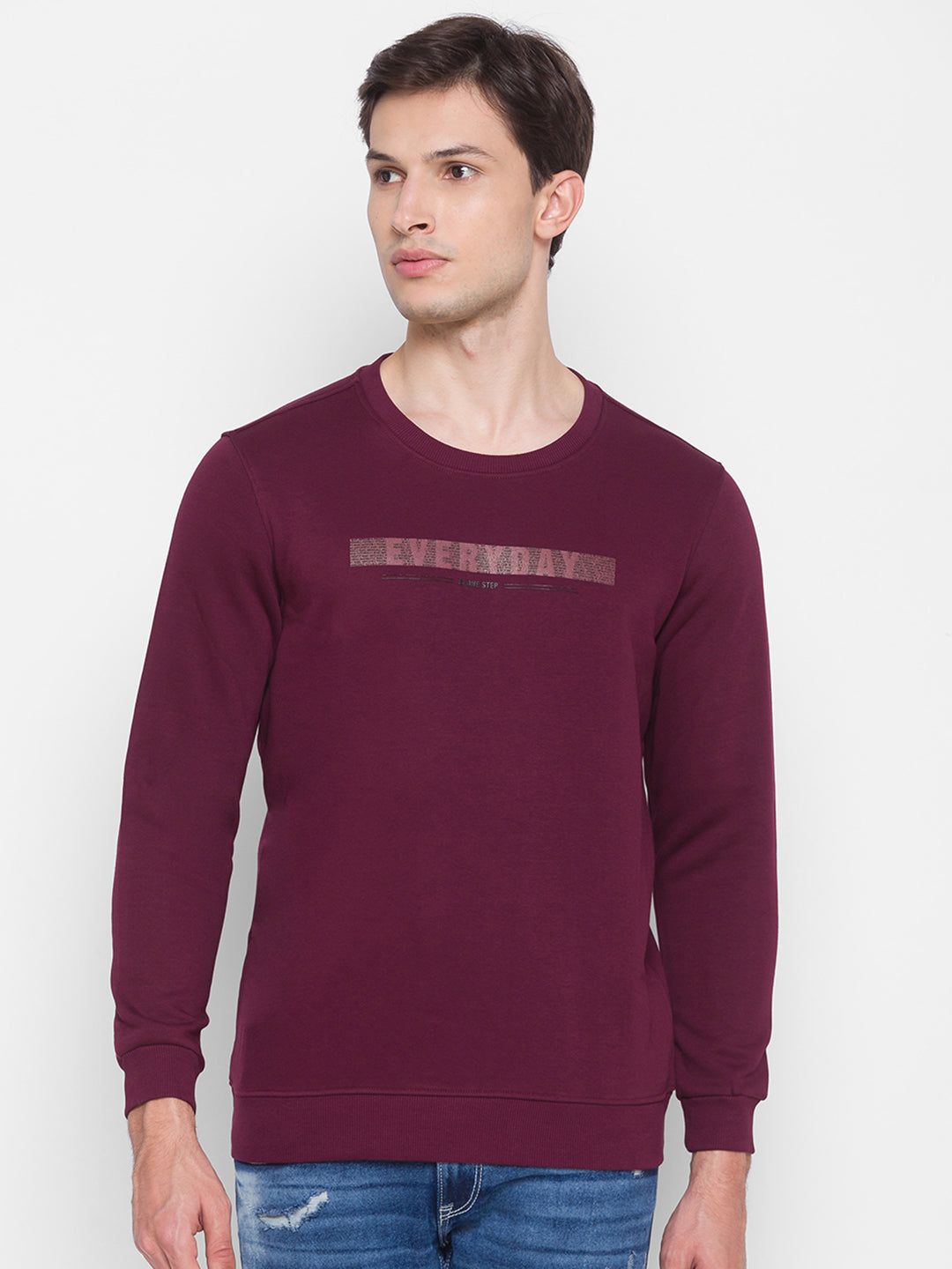 Spykar Red Cotton Sweatshirt For Men