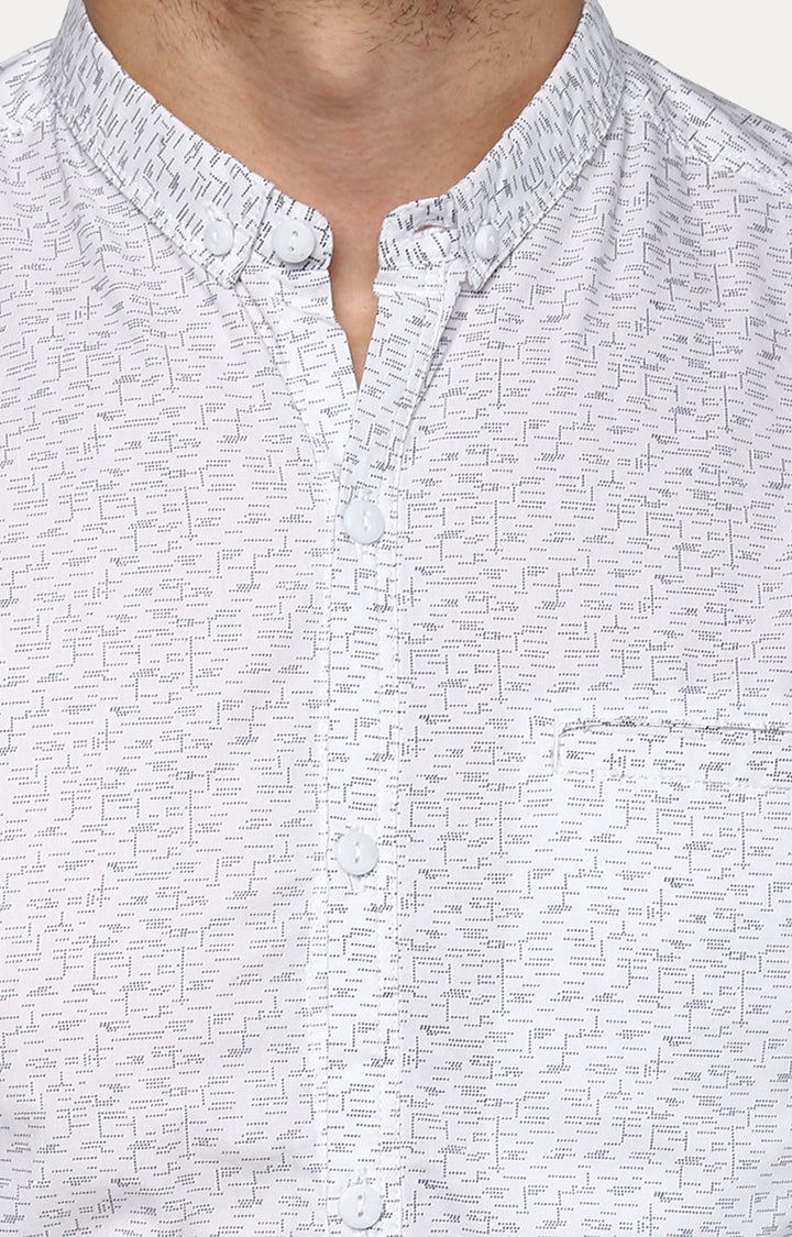 Spykar Men White Printed Slim Fit Casual Shirt