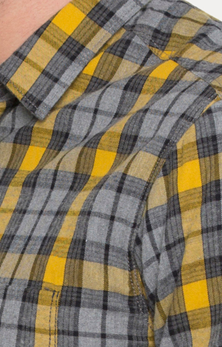 Spykar Yellow Cotton Slim Fit Shirts For Men