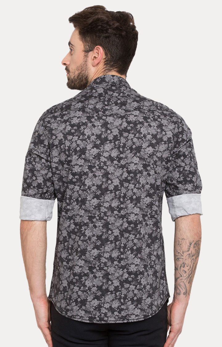 Spykar Men Black Printed Slim Fit Casual Shirt