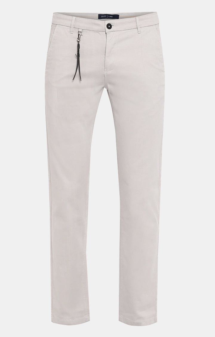 Spykar Silver Grey Cotton Men Trousers