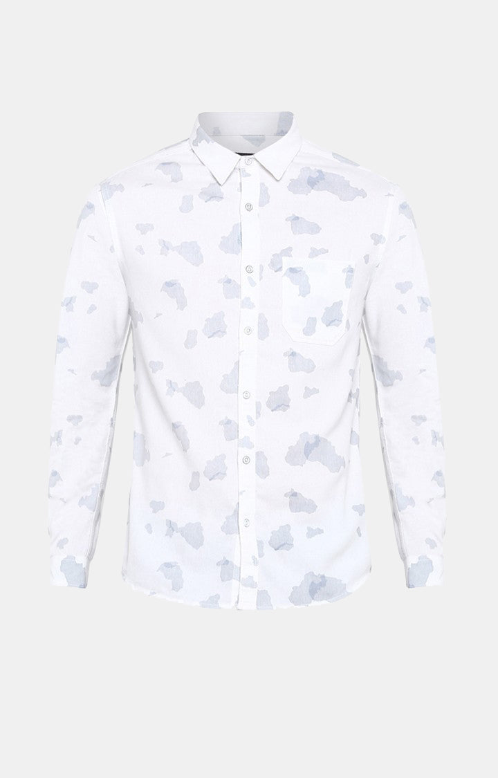 Spykar Men White Printed Slim Fit Casual Shirt