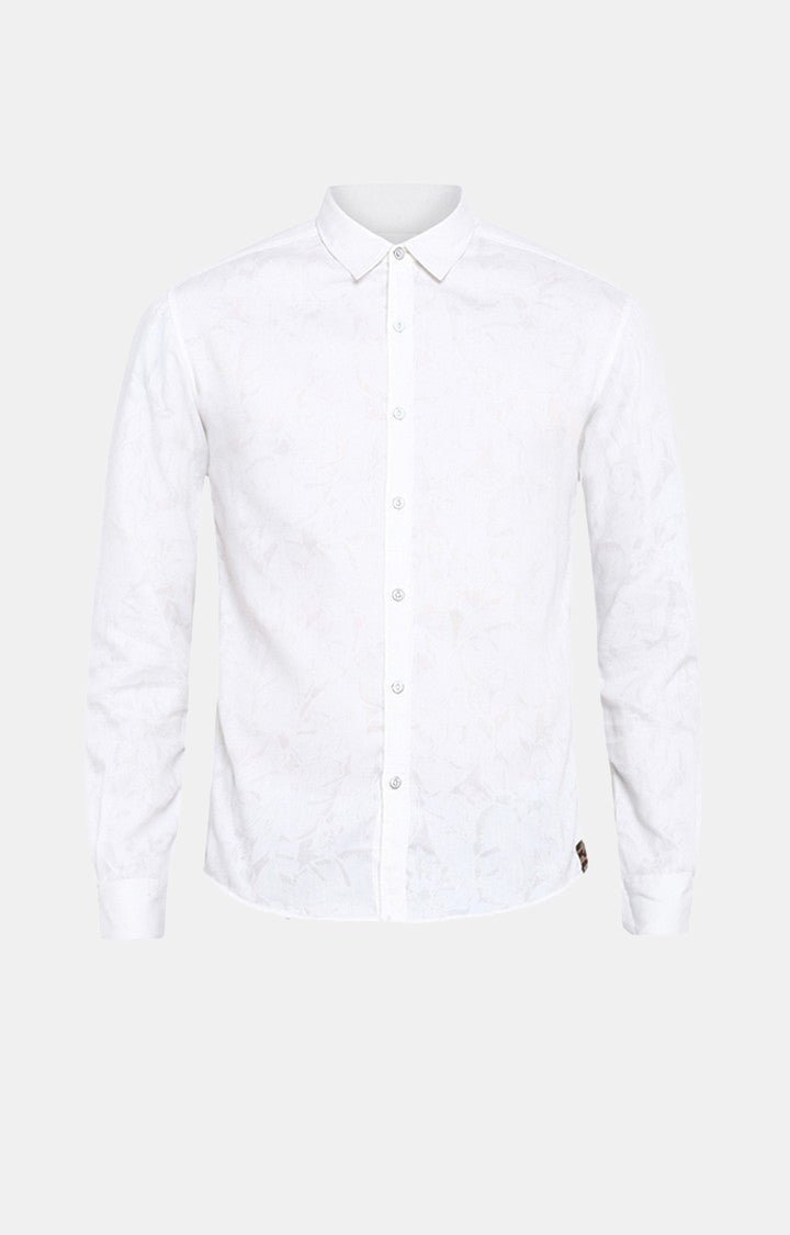 Spykar Men White Solid Slim Fit Casual Shirt