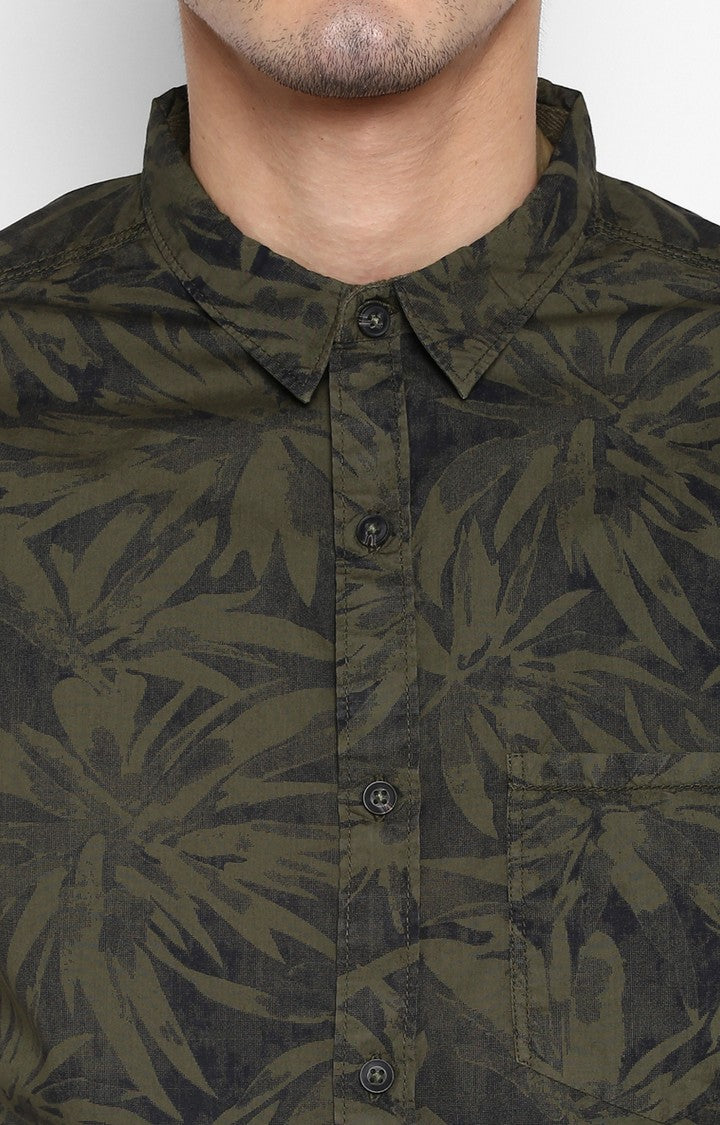 Spykar Men Olive Printed Casual Shirt