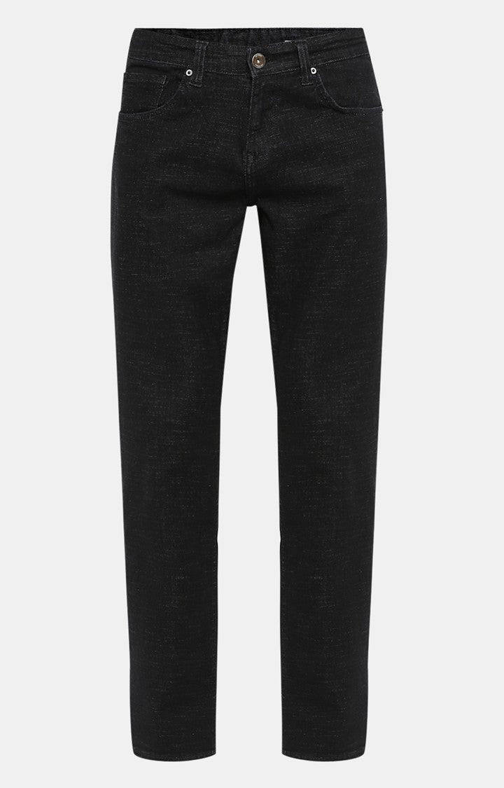 Spykar Men Black Solid Regular Fit Jeans